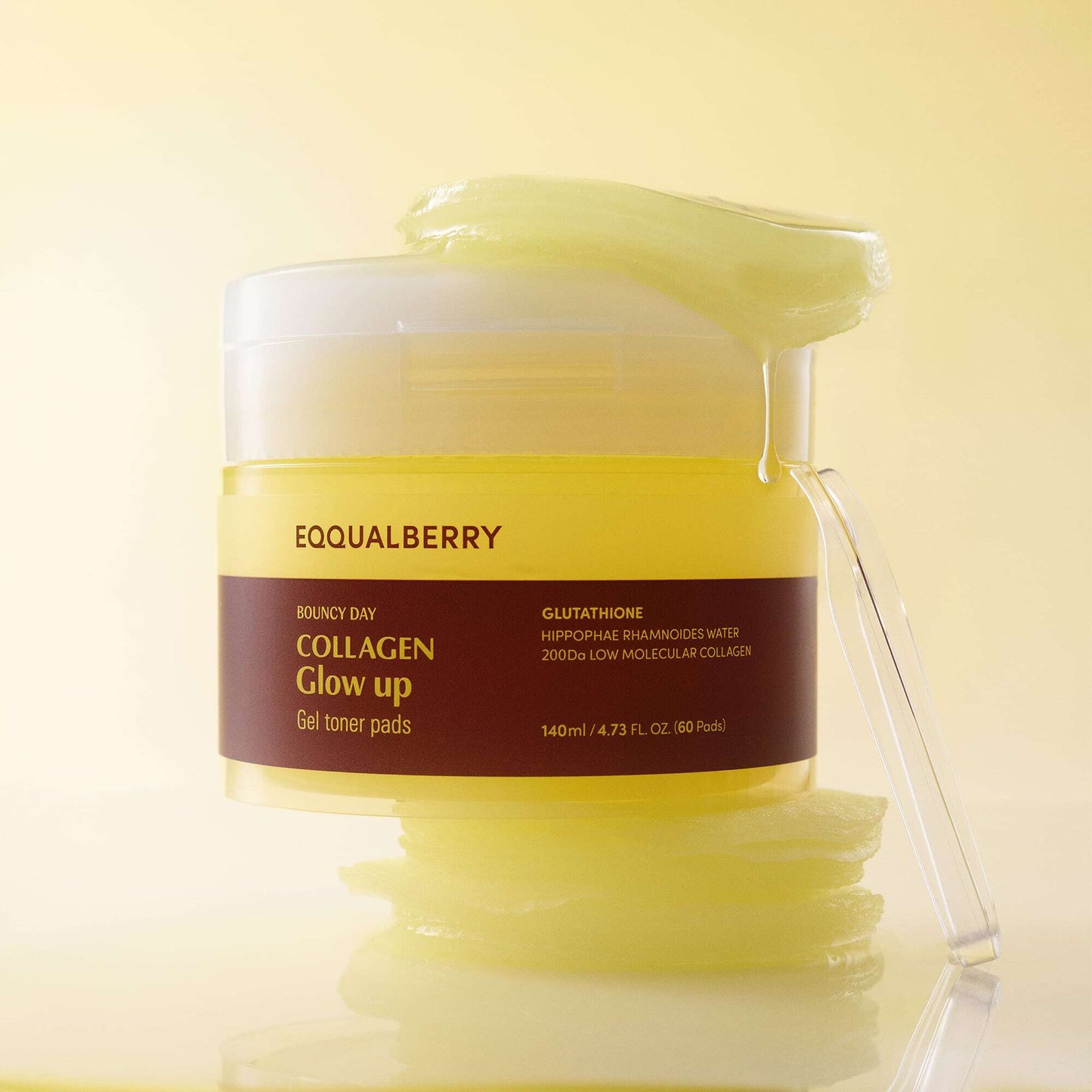 EQQUALBERRY Collagen Glow Up Gel Toner Pads 140ml (60 Pcs)