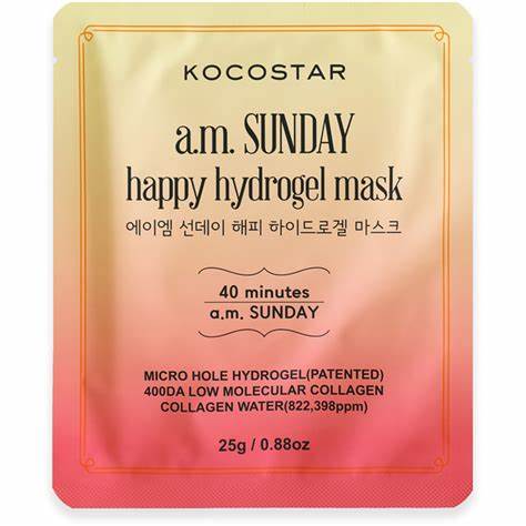 Kocostar a.m. SUNDAY Happy Hydrogel Mask - 1 pc (gel mask turns transparent over time)