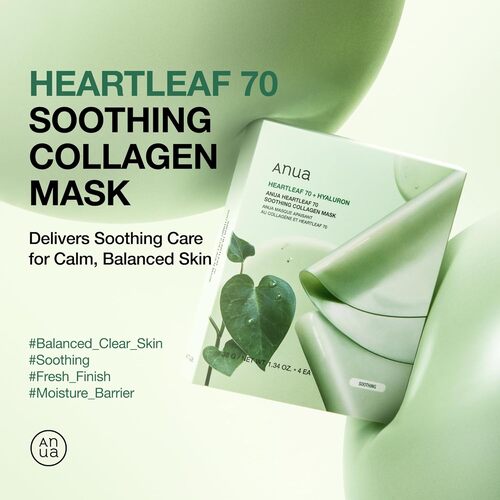 ANUA Heartleaf 70 Soothing Collagen Mask (4 pcs)