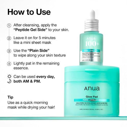 Anua PDRN 100 Hyaluronic Acid Glow Pad 180ml (60 pcs)