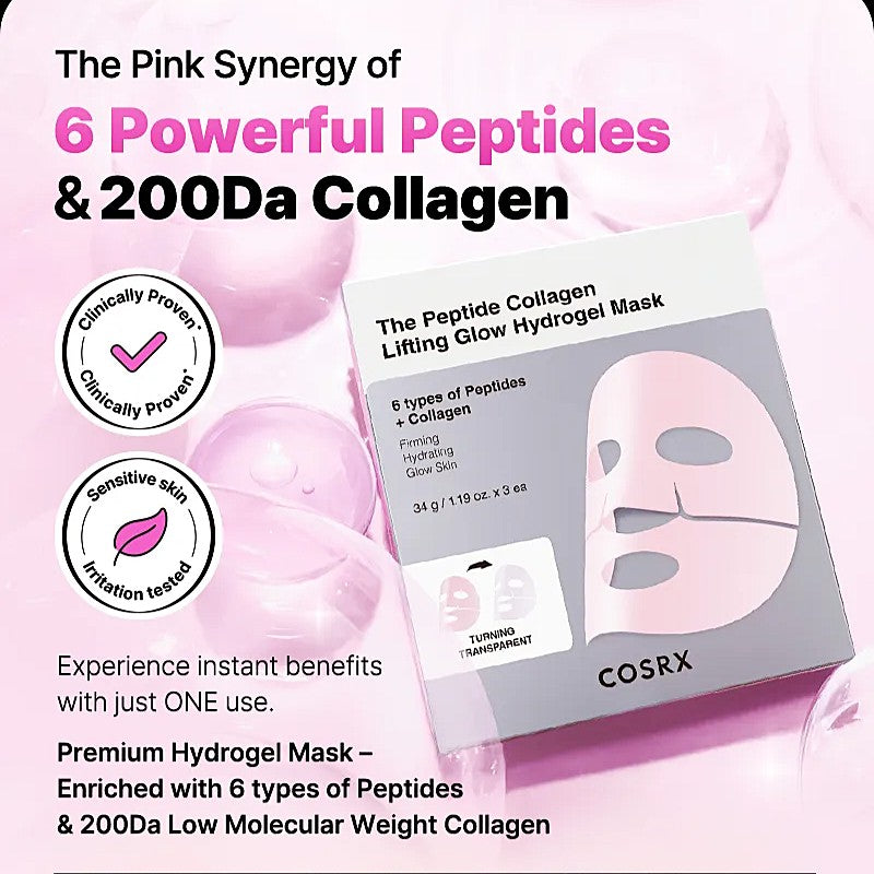 [NEW] COSRX The Peptide Collagen Lifting Glow Hydrogel Mask (1 pc)
