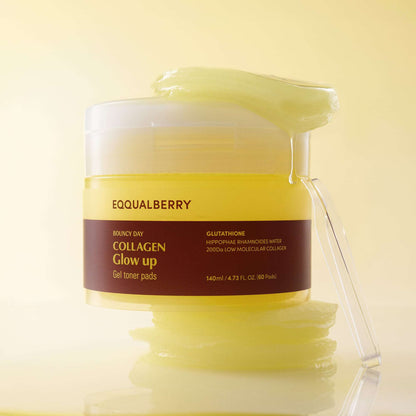 EQQUALBERRY Collagen Glow Up Gel Toner Pads 140ml (60 Pcs)