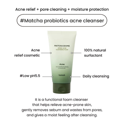 Matcha Biome Amino Acne Cleansing Foam - 30ml travel size mini
