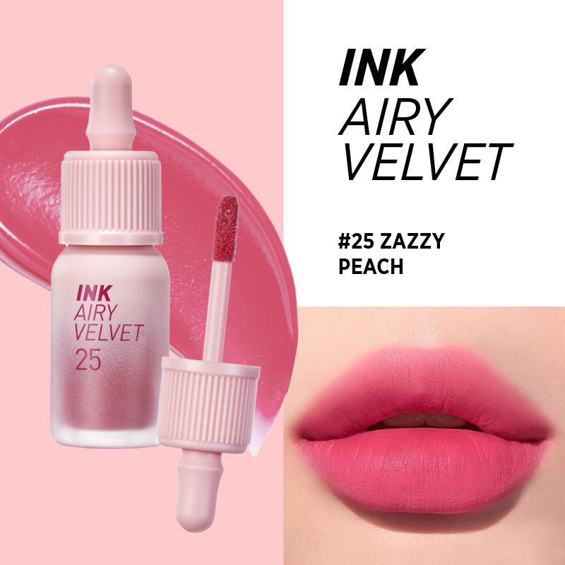 PERIPERA Ink Airy Velvet #25 Zazzy Peach Lip Tint 4g New Peaches Edition