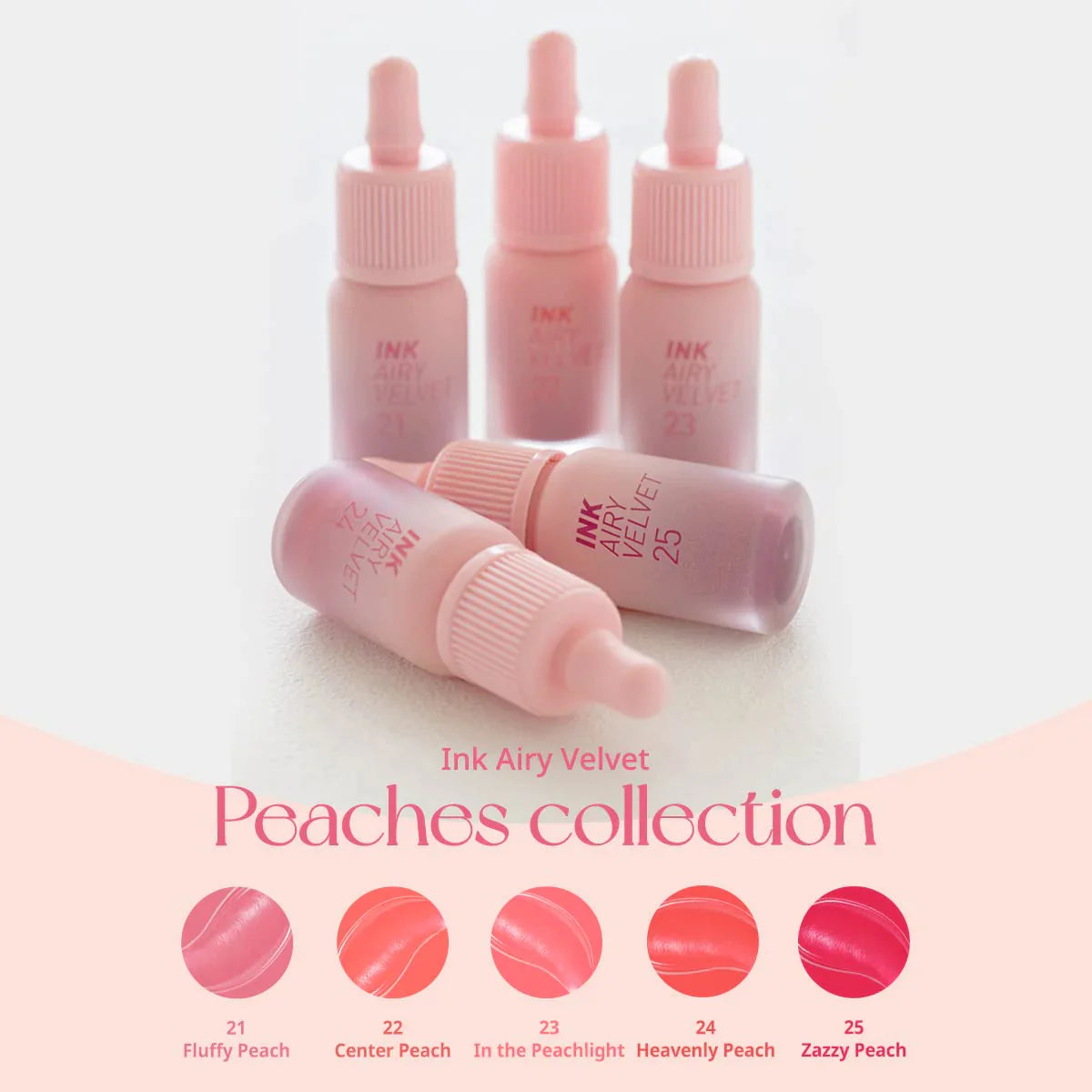 PERIPERA Ink Airy Velvet #21 Fluffy Peach Lip Tint 4g New Peaches Edition 