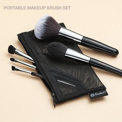 Studio17 Portable makeup brush set with mesh storage pouch and brush covers