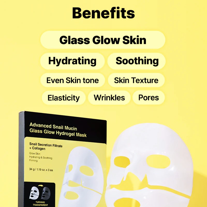 [NEW] Advanced Snail Mucin Glass Glow Hydrogel Mask (1 pc)