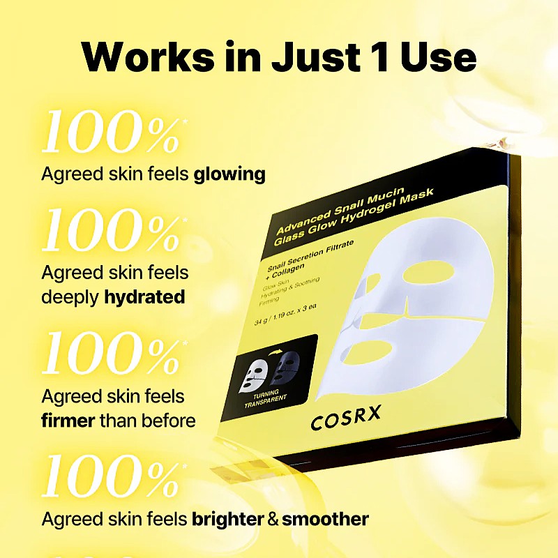 [NEW] Advanced Snail Mucin Glass Glow Hydrogel Mask (1 pc)