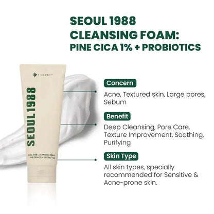 KSECRET SEOUL 1988 Cleansing Foam : Pine Cica 1% + Probiotics 150ml