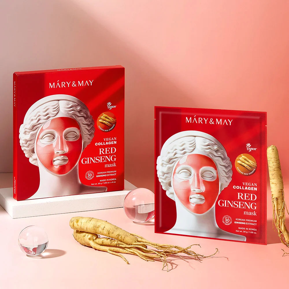 Mary & May Vegan Collagen Red Ginseng Mask Set - 4 pcs
