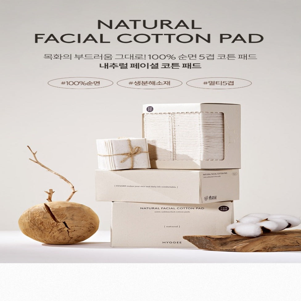 HYGGEE Natural Facial Cotton Pads (80 Pads)